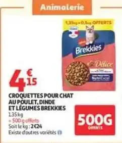Auchan Supermarché Brekkies - croquettes pour chat au poulet, dinde et légumes offre