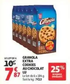 Auchan Supermarché Lu - granola extra cookies au chocolat offre