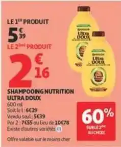 Auchan Supermarché Garnier - shampooing nutrition ultra doux offre