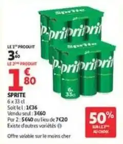 Auchan Supermarché Sprite - 6x33 cl offre