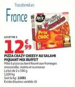 Auchan Supermarché Mix - pizza crazy cheesy au salami piquant offre