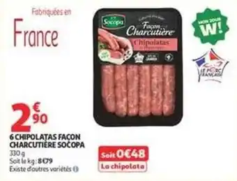Auchan Supermarché Socopa - 6 chipolatas façon charcutière offre