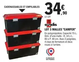 E.Leclerc Brico Sundis - lot 3 malles camper offre