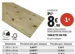 E.Leclerc Brico Tablette en pin offre