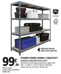 E.Leclerc Brico Dim - étagère charge lourde 4 tablettes offre