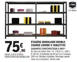 E.Leclerc Brico Dim - étagère modulaire double charge lourde 8 tablettes offre