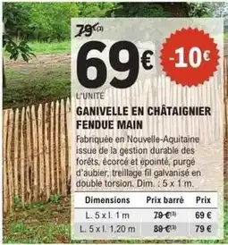 E.Leclerc Brico Durable - ganielle en chataignier femdue main offre