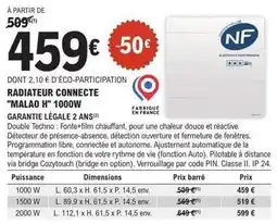 E.Leclerc Brico Radiateur connecte malao h 1000w offre