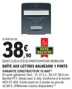 E.Leclerc Brico Dim - boîte aux lettres balneaire 1 porte offre