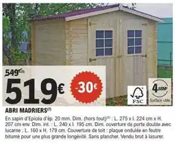 E.Leclerc Brico Dim - abri madriers offre