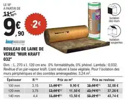 E.Leclerc Brico Kraft - rouleau de laine de verre mur offre