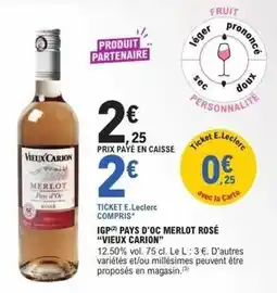 E.Leclerc Express E.leclerc - igp pays d'oc merlot rosé offre