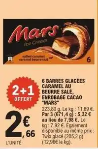E.Leclerc Express Mars - barres glacées caramel au beurre salé, enrobage cacao offre