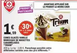E.Leclerc Express Cones glacés vanille morceaux de noisettes caramelisees offre