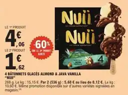 E.Leclerc Express Nuii - 4 bâtonnets glacés almond & java vanilla offre