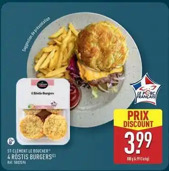 ALDI St-clement le boucher 4 rostis burgers offre