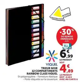 Hyper U Viquel - trieur noir 12 compartiments rainbow class offre