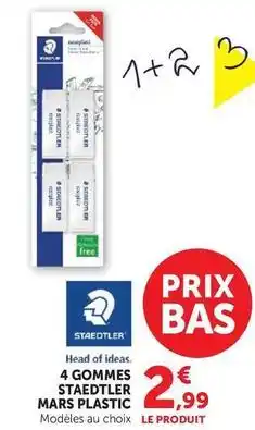 Hyper U Staedtler - 4 gommes mars plastic offre