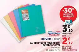 Hyper U Koverbook - cahier piqure 24x32cm silver offre