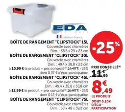 Hyper U Eda - boîte de rangement clipstock 15l offre