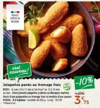 Thiriet Jalapeños panés au fromage frais offre
