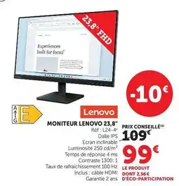 Hyper U Lenovo - moniteur 23,8 offre