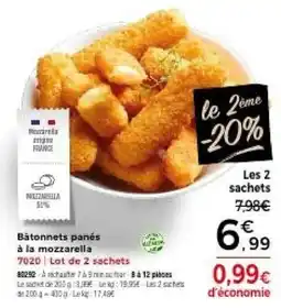 Thiriet Bâtonnets panés à la mozzarella offre