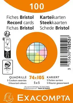 Bureau Vallée Exacompta - 100 fiches bristol offre
