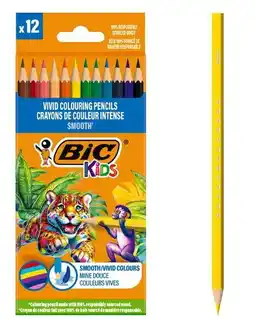 Bureau Vallée Bic - 12 crayons de couleur kids smooth offre