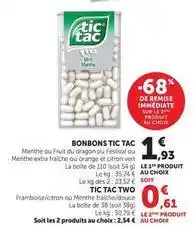 Hyper U Tic tac - bonbons offre
