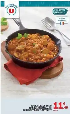 Hyper U U - rougail saucisse ou poulet basquaise au piment d'espelette offre