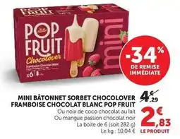 U Express Pop fruit - mini bâtonnet sorbet chocolover framboise chocolat blanc offre