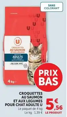 Super U U - croquettes au saumon et aux legumes pour chat adulte offre