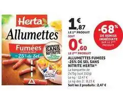 Hyper U Herta - allumettes fumées -25% de sel sans nitrite offre