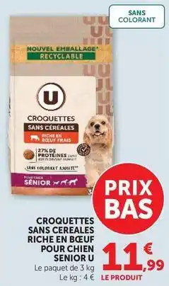 U Express U - croquettes sans cereales riche en boeuf pour chien senior offre