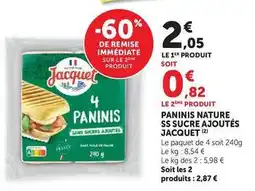 U Express Jacquet - panini nature ss sucre ajoutés offre