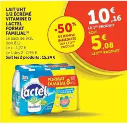 U Express Lactel - lait uht 1/2 écrémé vitamine d format offre