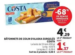U Express Costa - bâtonnets de colin d'alaska surgelés offre