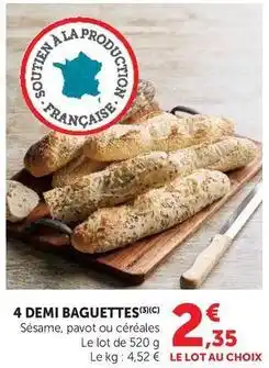 Super U Demi baguettes offre