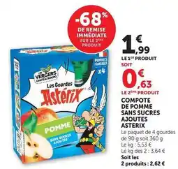 U Express Asterix - compote de pomme sans sucres ajoutes offre