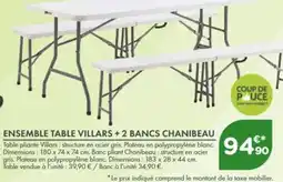 Point Vert Villars Table + 2 Bancs Chanibeau offre