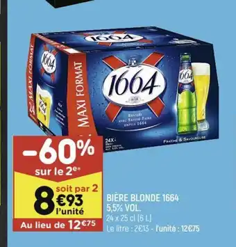 Leader Price Bière Blonde 1664 offre
