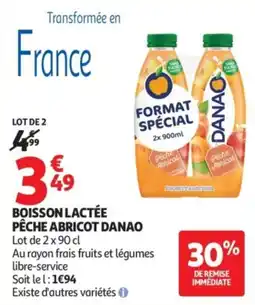 Auchan DANAO BOISSON LACTÉE PÊCHE ABRICOT offre