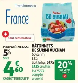 Auchan Auchan Bâtonnets de surimi offre