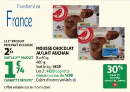 Auchan Auchan Mousse chocolat au lait offre