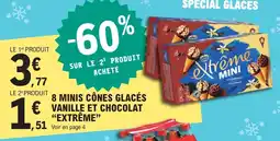 E.Leclerc Extrême 8 minis cônes glacés vanille et chocolat offre