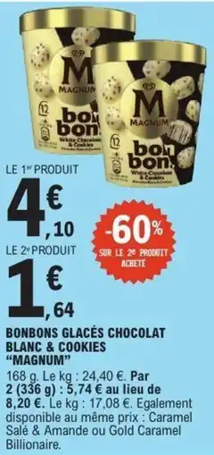 E.Leclerc MAGNUM Bonbons glacés chocolat blanc & cookies offre
