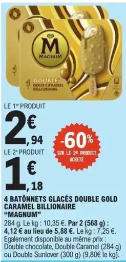 E.Leclerc MAGNUM DOUBLE GOLD CARAMEL BILLIONAIRE offre