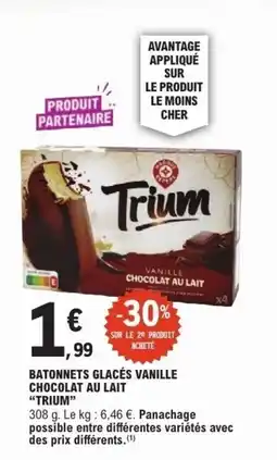 E.Leclerc Trium Batonnets glacés vanille chocolat au lait offre