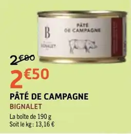 E.Leclerc BIGNALET PÂTÉ DE CAMPAGNE offre